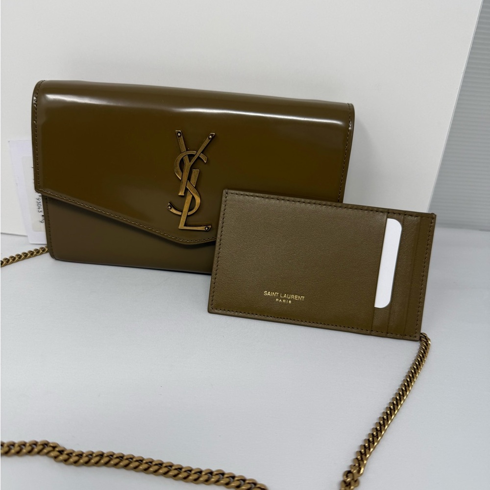 Saint Laurent Tan Patent Leather Clutch